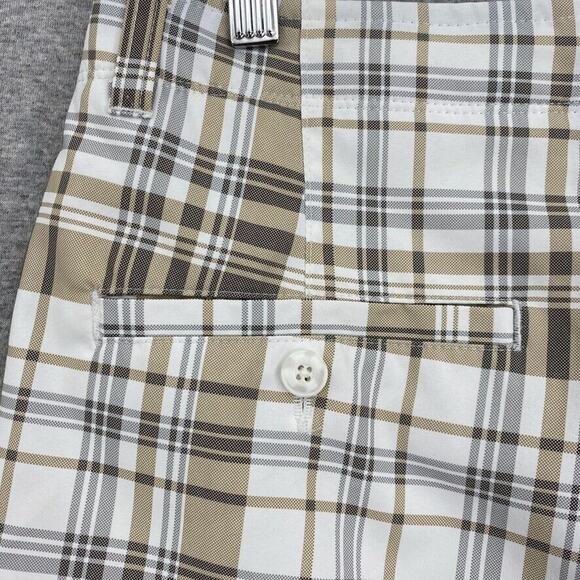 Ben Hogan Shorts Mens 30 Golf Brown Plaid Slash Pockets Activewear Stretch Chino - Picture 7 of 12